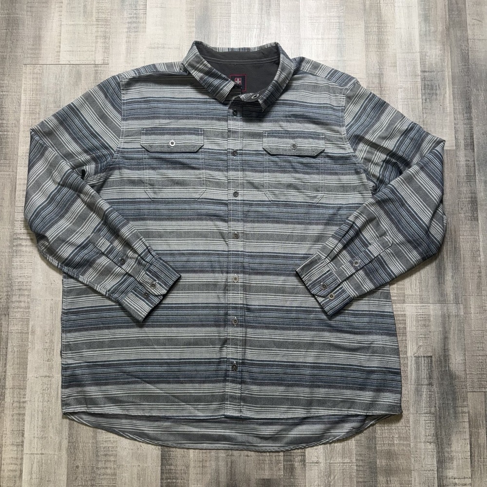 Swiss Tech Flannel Shirt Mens 3XL Regular Stripe Button Down Long Sleeve
